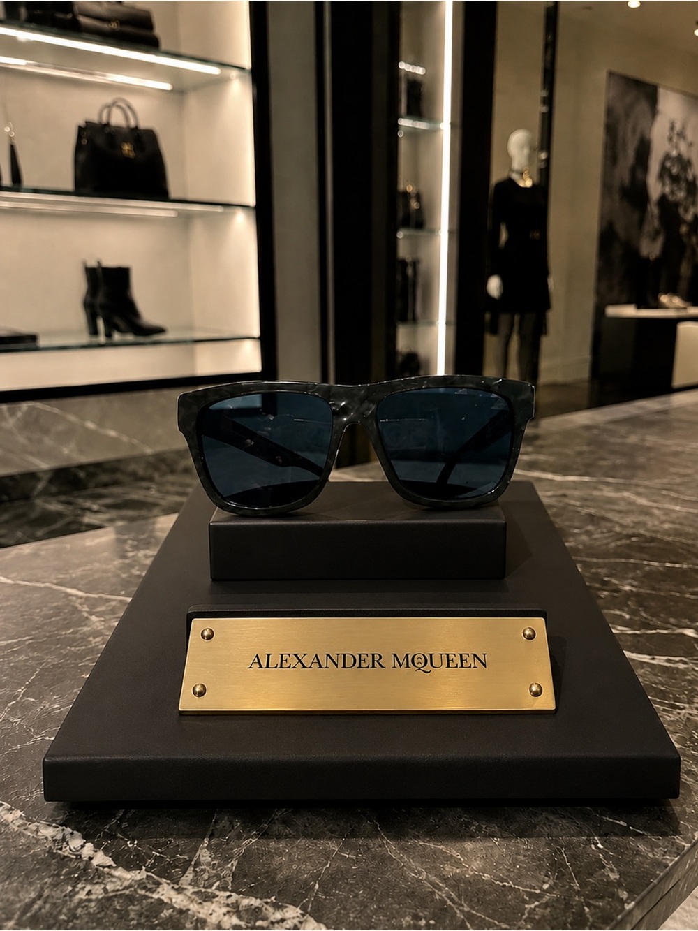 Alexander McQueen Dark Green  Frame Sunglasses (small scratches on lens )